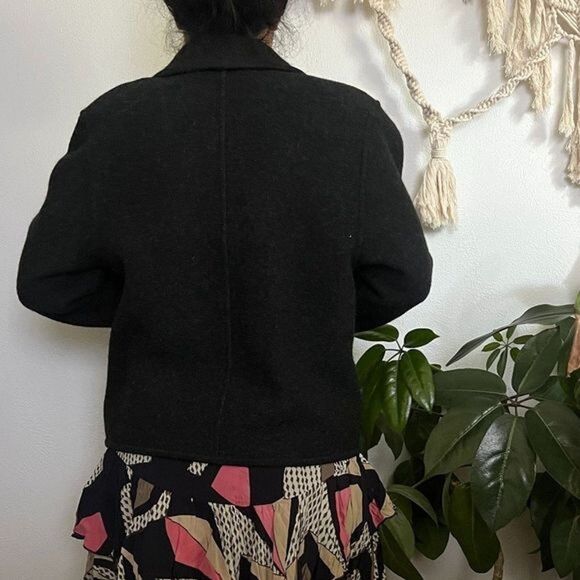 vtg wool geiger Austria sweater cardigan dark grey gray jacket 38 silver buttons - Picture 8 of 10